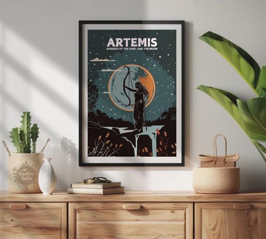 Discover Artemis Goddess Poster - Greek Mythology Art Print - Vertical Premium Matte Poster
