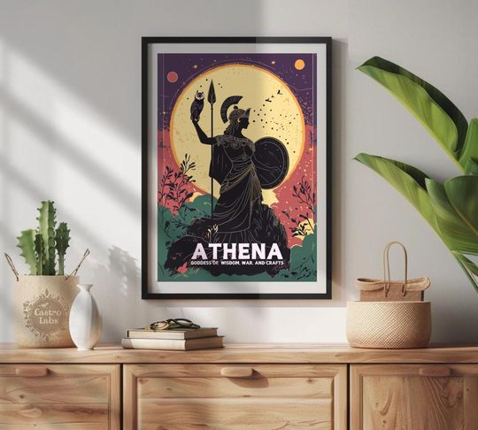 Discover Athena Greek Goddess Poster, Mythology Art Print, Vertical Matte Poster