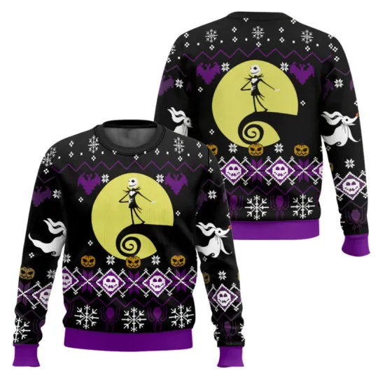 Discover Moonlight Jack Skellington Ugly Christmas Sweater