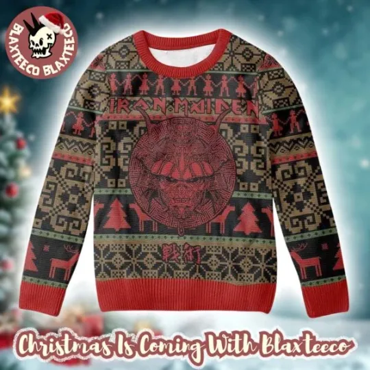 Discover Iron 1Maiden Senjutsu Samurai Eddie Holiday Gift For Fans Ugly Christmas Sweater