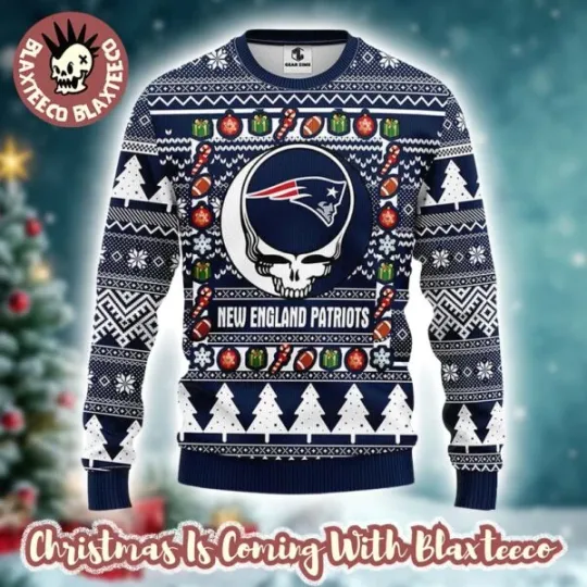 Discover Gratef.ul Dea.d X New England.Patriot Stealie Logo Ugly Christmas Sweater