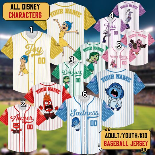 Discover Personalized Disneyland Inside Out 2 Baseball Jersey, Custom Disney Emotions Baseball Jersey, Inside Out Athletic Jersey, Inside Out 2 Shirt