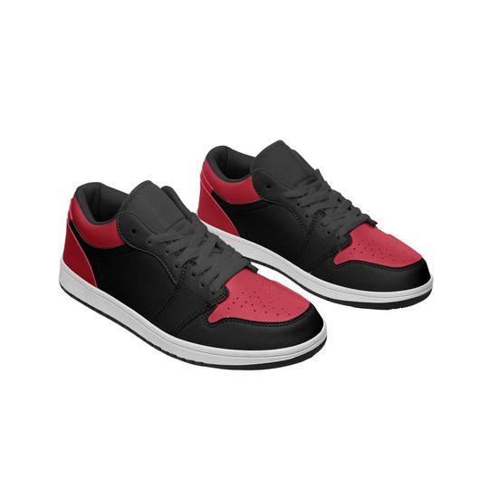 Discover Black and Red Sneakers Unisex Low Top Leather Sneakers