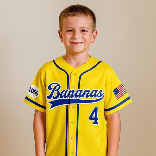 Discover Custom youth "Bananas" Baseball Jersey: Personalized Team shirts, Funny Sports Gifts, Birthday gifts for toddler kids Kj. jackson  jersey