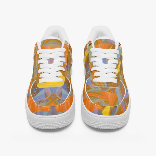 Discover Unisex Leather Low-Top Sneakers in Bright Yellow and Orange
