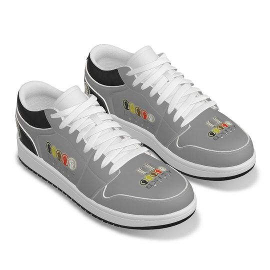 Discover Unity 1's Men's Grey and Black Heel Synthetic Leather Stitching Low-Top Shoes