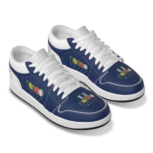 Discover Unity 1's Men's Blue and White Heel Synthetic Leather Stitching Low-Top Shoes