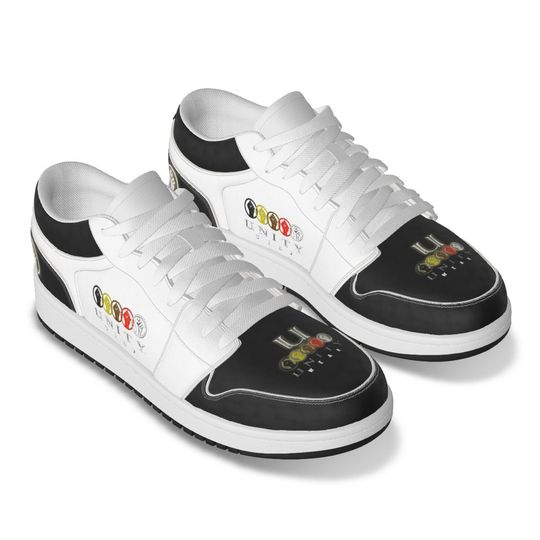 Discover Unity 1's Black Toe on White Men's Synthetic Leather Stitching Low-Top Shoes