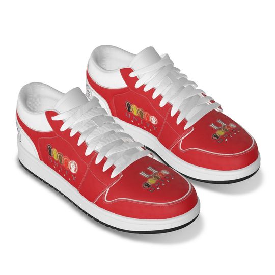Discover Unity 1's Men's Red and White Heel Synthetic Leather Stitching Low-Top Shoes