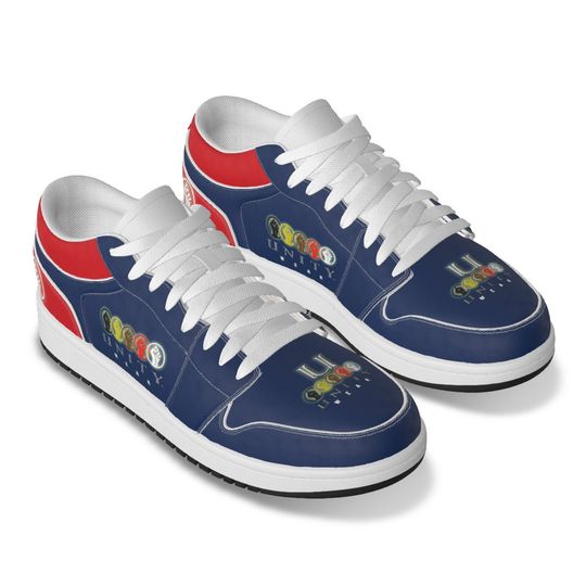 Discover Unity 1's Men's Blue and Red Heel Synthetic Leather Stitching Low-Top Shoes