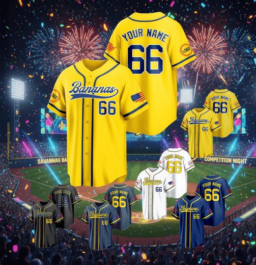 Discover Custom Baseball Jersey: Personalized Name & Number Logo,Gameday outfit for Bananas Fan Jersey,Christmas Birthday Gift for kids toddlerYouth