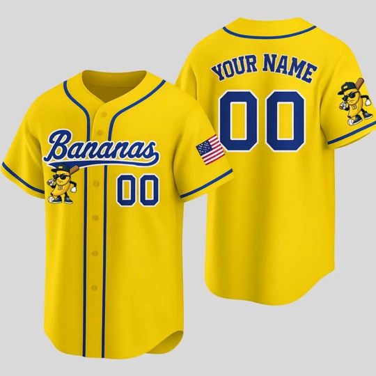 Discover Personalized Bananas Team Baseball Jersey, Funny Bananas Jersey, Let's Go Bananas Jersey, Custom Team Name Number, Gift For Savannah Fan
