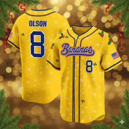 Discover Olson 8 Savannah Bananas Baseball Jersey For Christmas 3D Full Size QT855