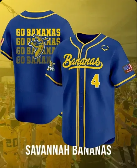 Discover Savannah Bananas #4 Jackson Baseball Jersey T Shirt All Size blue MEN ES759