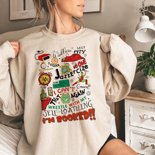 Discover The Grin Schedule Christmas Sweatshirt, Im Booked Funny Holiday Sweatshirt, Retro Vintage Christmas Tee