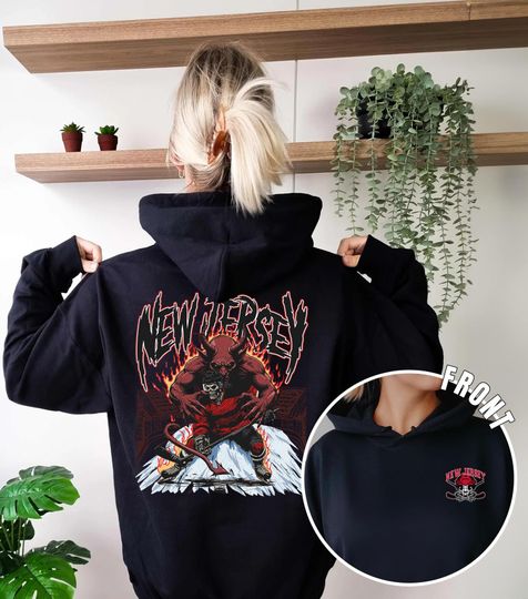 New Jersey Ice Hockey - Vintage Skeleton Hoodie - Fan Gift Unisex Sweatshirt, Devils Graphic Hoodie