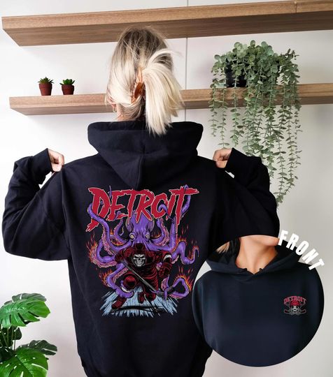 Discover Detroit Ice Hockey - Vintage Skeleton Hoodie - Fan Gift Unisex Sweatshirt, Red Wings Graphic Hoodie