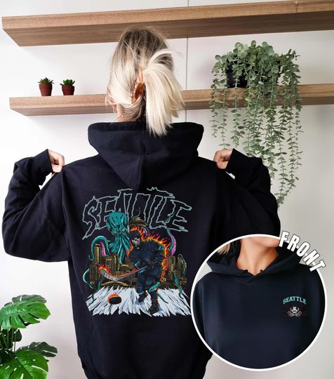 Discover Seattle Ice Hockey - Vintage Skeleton Hoodie - Fan Gift Unisex Sweatshirt, Kraken Graphic Hoodie