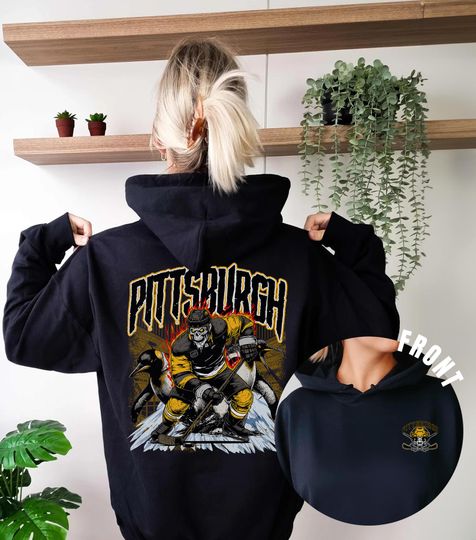 Discover Pittsburgh Ice Hockey - Vintage Skeleton Hoodie - Fan Gift Unisex Sweatshirt, Penguins Graphic Hoodie