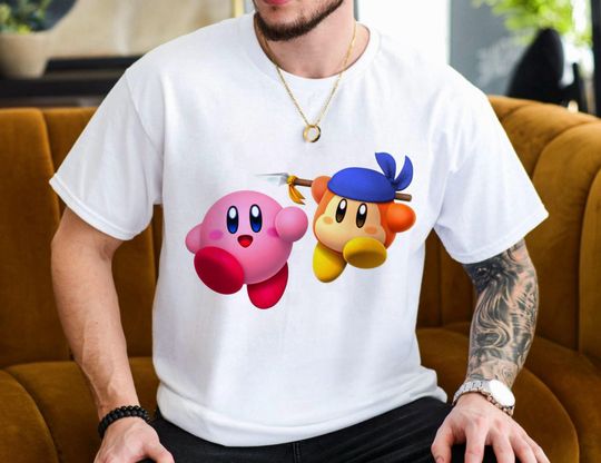 Discover Kirby Unisex T-Shirt, Graphic Gaming Video Game Nostalgic Retro Tee for Men and Women Birthday Gift