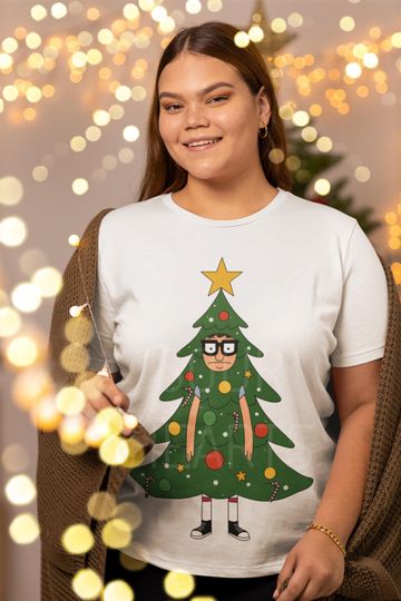 Discover Tina Belcher Christmas Tree T-Shirt Bob's Burgers Graphic Tee Unisex Christmas Shirt for Her and Him