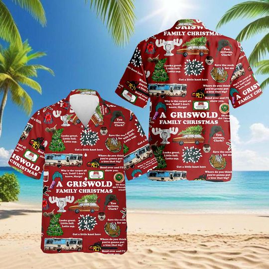 Discover Griswold Family Christmas Hawaiian Shirt, Holiday Vacation Aloha Shirt, Retro Christmas Movie Party Button Down for Men and Women