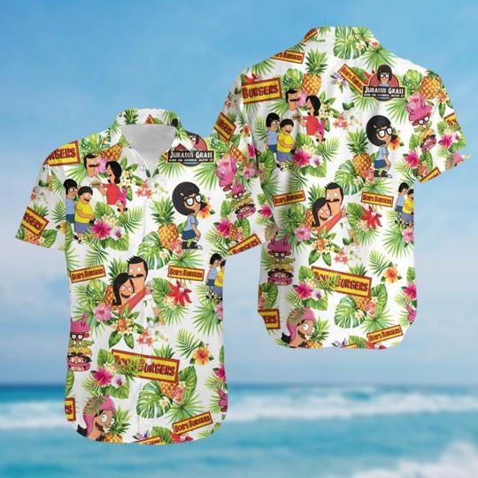 Discover Bob Burger Hawaiian Shirt, Louise Belcher Hawaiian Shirt, Family Vacation Cartoon Shirt, Funny Family Shirt