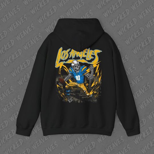 Discover Los Angeles Football Vintage Skeleton Hoodie - Fan Gift Unisex Sweatshirt, Chargers Graphic Hoodie