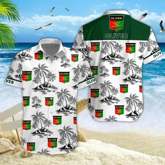 Discover Oliver Hawaiian Shirt for Men  Tropical Palm Tree Aloha Shirt  White Beach Button Up  Fun Summer Shirt for Vacation or Gift