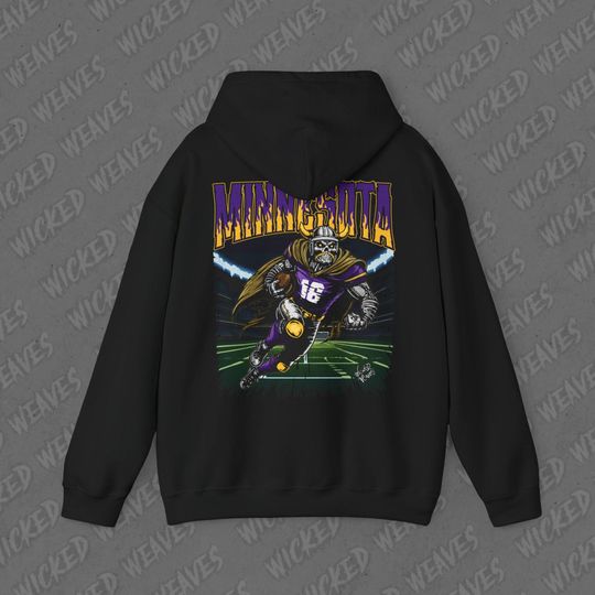Discover Minnesota Football Vintage Skeleton Hoodie - Fan Gift Unisex HSweatshirt, Vikings Graphic Hoodie