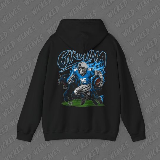 Discover Carolina Football Vintage Skeleton Hoodie - Fan Gift Unisex Sweatshirt, Panthers Graphic Hoodie