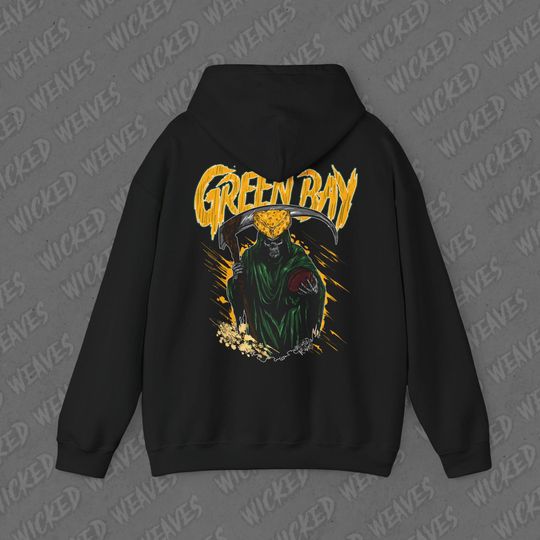 Discover Green Bay Football Vintage Skeleton Hoodie - Fan Gift Unisex Sweatshirt, Packers Graphic Hoodie