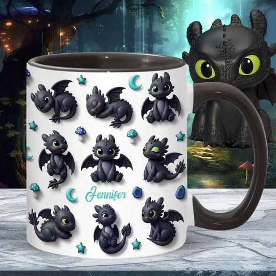 Black Dragon Movie Personalized Mug, Dragons Training Accent Cup, Live Action Movie Gift for Him, Dragon Lover Gift