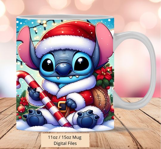 Discover 3D Cute Stitch Christmas Mug Wrap, 3D Stitch Mug Wrap Sublimation Design PNG, Mug 11oz and 15oz Stitch Mug Wrap, Instant Digital PNG