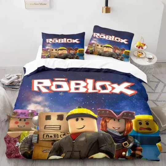 Discover Roblox Game Themed Bedding Set Colorful Print Polyester Student Dormitory Bed Sheet Quilt Cover Kids Gift Home Textiles