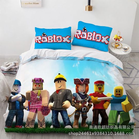 Roblox Creative Cartoon Duvet Cover Bedding Set Queen King Full for Holiday Bedroom Teens Women