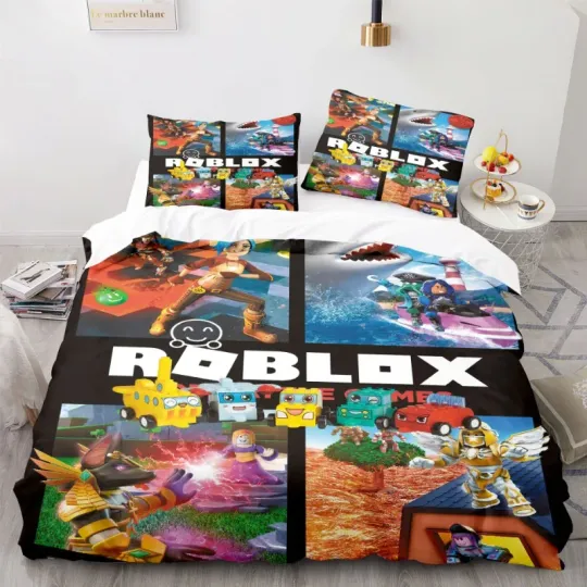 Discover Roblox Themed Bedding Set Colorful Print Polyester Student Dormitory Bed Sheet Quilt Cover Kid Gift Home Textile Decorative
