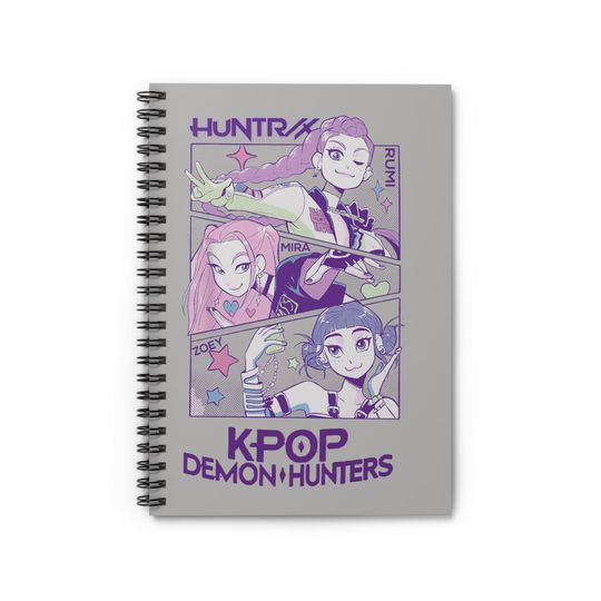 Huntrix Demon Hunters Spiral Notebook, K-Pop Fan Essential Back to School Gifts, Anime Lovers Art Mira Zoe Rumi Hunter Trio Spiral Notebook
