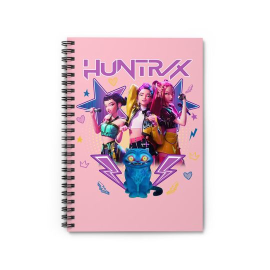 Huntrix Pink Spiral Notebook, Back to School Supplies, K-Pop Demon Hunter Journal, Derpy the Tiger, Anime Note Book for Students