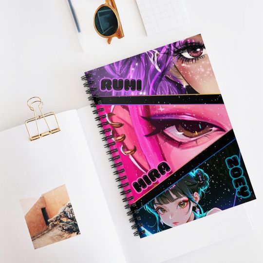 K-Pop Demon Hunters Squad Notebook | Huntrix - Mira, Rumi & Zoey Anime Journal