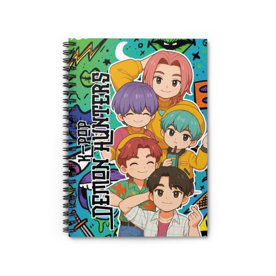 Discover Kpop Demon Hunters Saja Boys Spiral Notebook - Ruled Line
