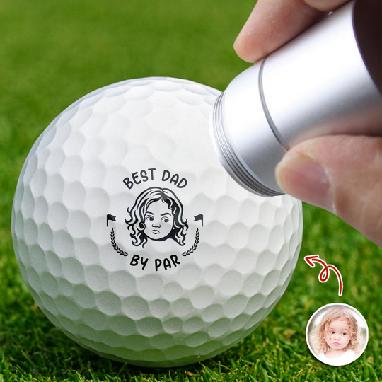Custom Photo Best Dad By Par Golf Ball Stamp Box Gift for Golfer, Golf Ball Marker