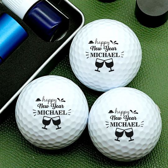 Personalized Gift Happy New Year Golf Ball Stamp Box, Gift For Family, Golf Lovers