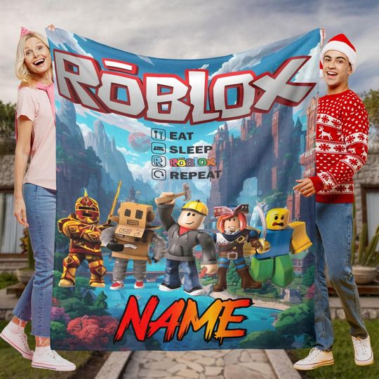 Custom Roblox Fleece Blanket Gift