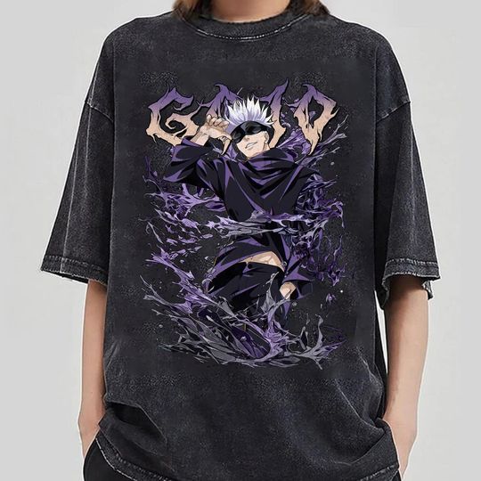 Discover Satoru Gojo Wash Tee, Jujutsu Satoru Manga Merch Shirt, Vintage Dark  Anime Mineral, Manga T-shirt, Streetwear Gift For Boy Girl PSH3060