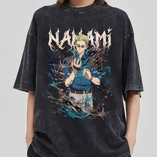 Nanami Kento Mineral Wash Tee, Japan Anime Jujutsu Satoru, Vintage Dark Manga Shirt, Hero Streetwear, Birthday Gift For Fan Boy PSH3059