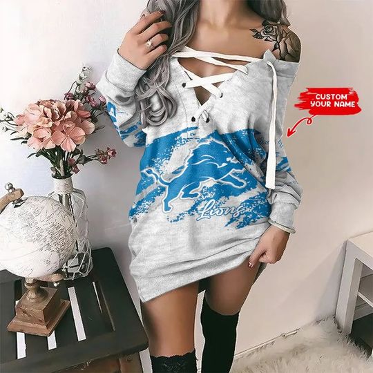 Detroit Lions Personalized Lace-Up Sweatshirt