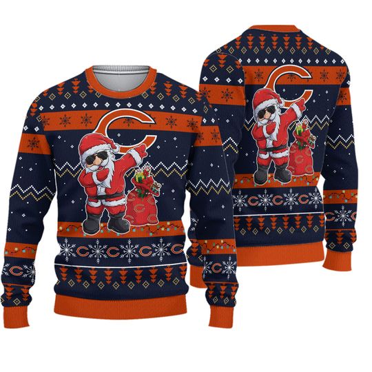 Chicago Bears football Santa Claus Xmas 2025 Ugly Christmas Sweater
