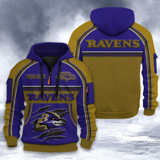 Baltimore Ravens Tactical Hoodie, Football Quarter Zip Hoodie, Gift For Fan