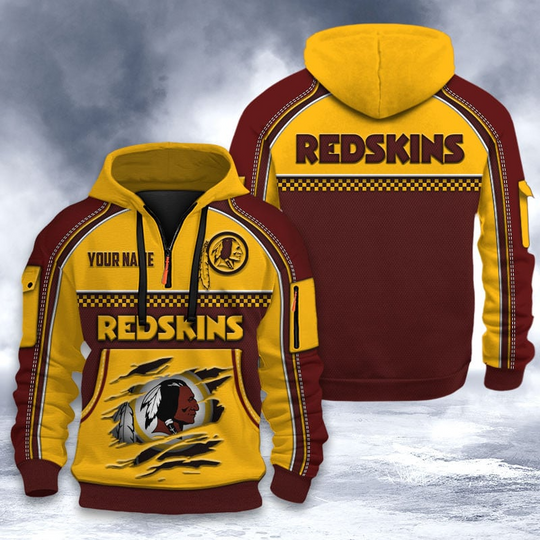 Washington Redskin 3D Tactical Hoodie, Football Quarter Zip Hoodie, Gift For Fan